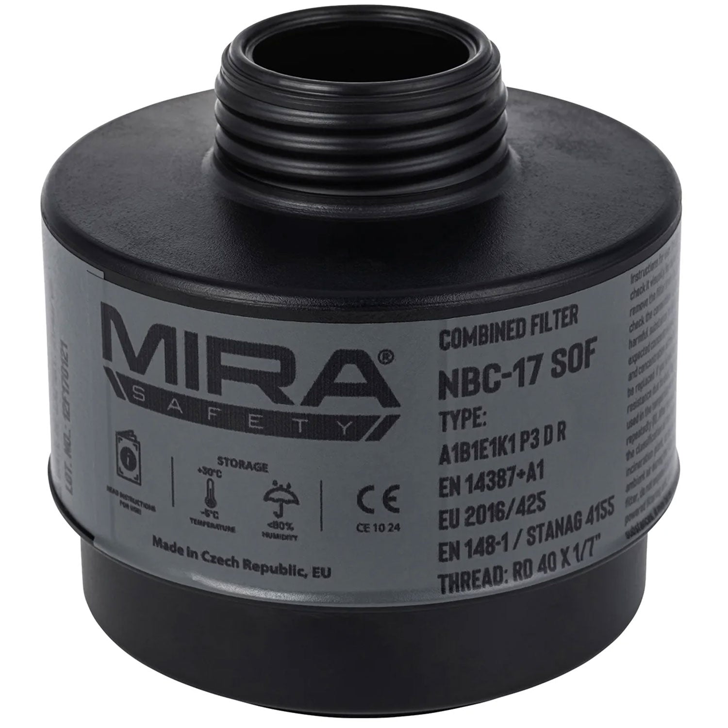 Lightweight CBRN Gas Mask Filter NBC-17 SOF 40mm Thread - 10 Year Shelf Life